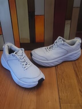 Hoka One Bondi White Slip Resistant Leather Industrial Work Shoes Mens 9.5